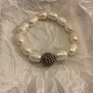 Simon Sebbag stretch bracelet pearl with rose gold